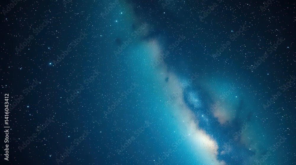 Naklejka premium Starry night sky with Milky Way galaxy.