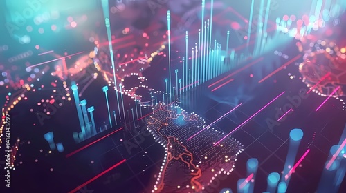 Wallpaper Mural Business and economic growth on global business network, Data analysis of financial and banking, Generative AI illustrations. Torontodigital.ca