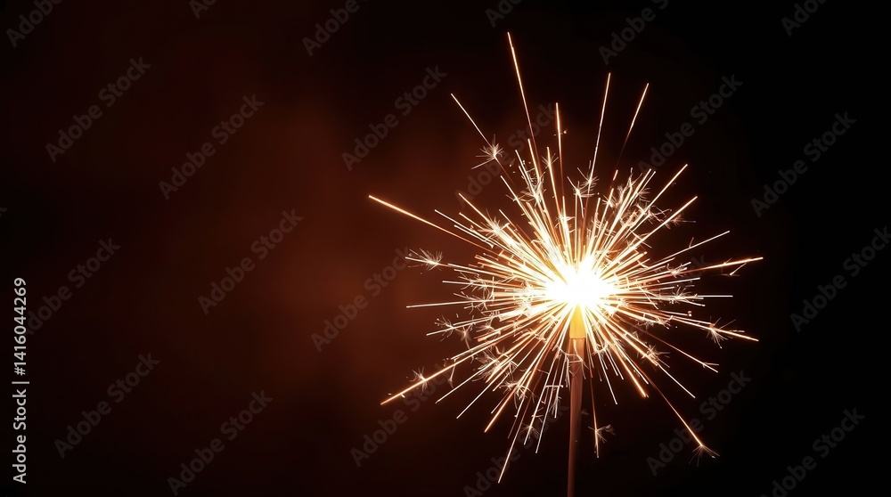 Fototapeta premium Bright sparkler illuminating the dark night sky.