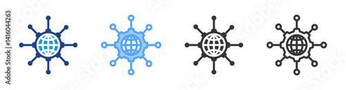 Networking Service icon set multiple style collection