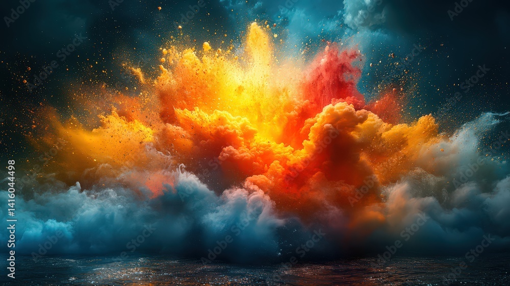 Naklejka premium Chromatic genesis: An ethereal explosion of light and color in a celestial realm