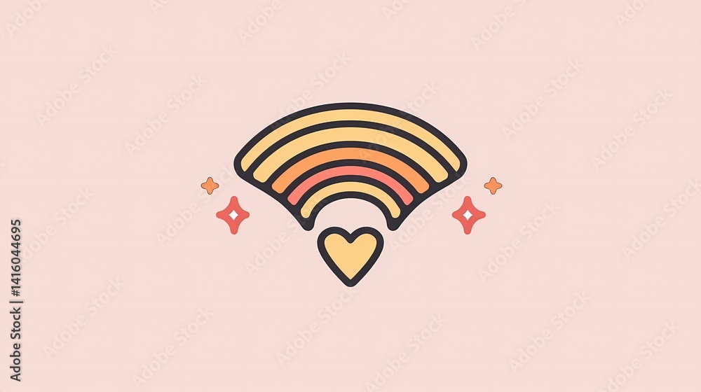 A cute illustration featuring a WiFi signal with a heart, Generative AI illustrations.