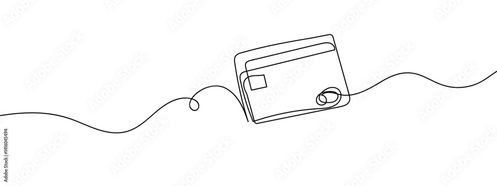 Obraz premium continuous line credit card line art vector illustration with background editable stroke.