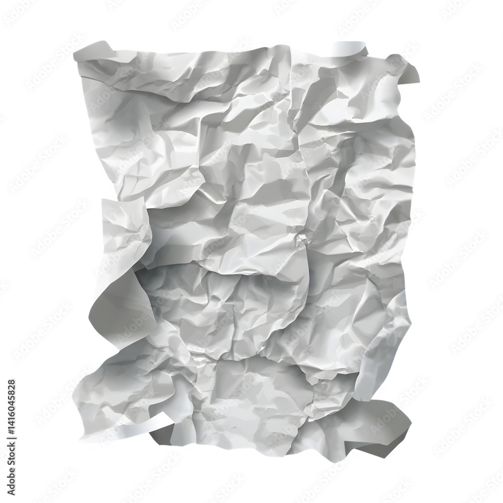 Obraz premium Crumpled White Paper Texture Background Design Element for Creative Projects
