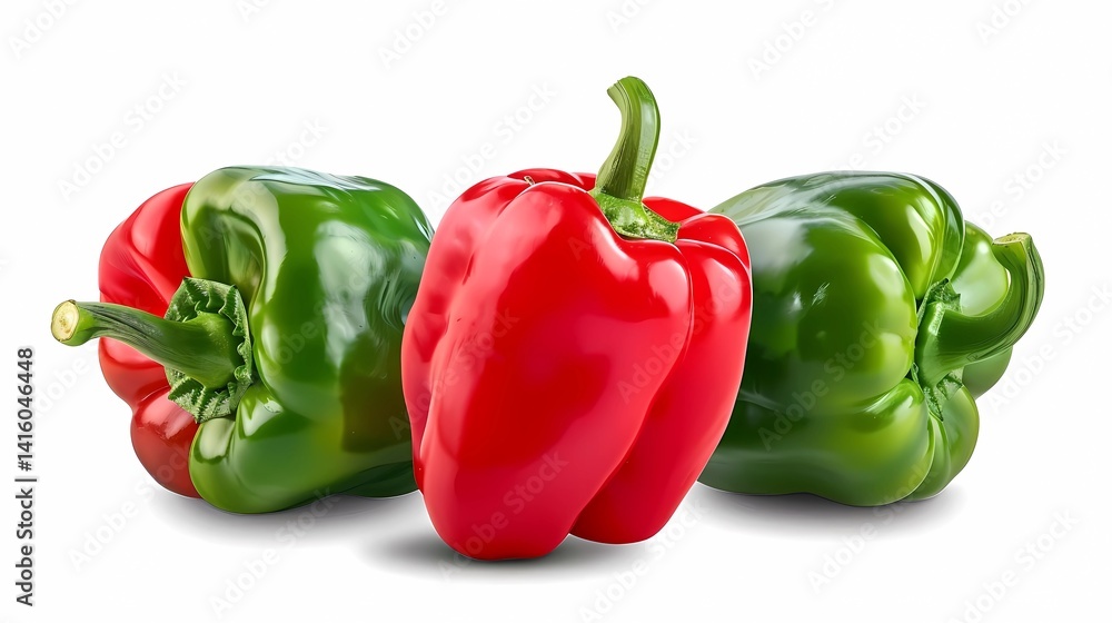 A fresh peppers isolated on transparent background, Generative AI illustrations.