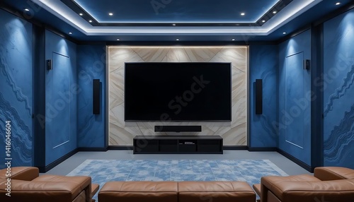 Obraz na płótnie Sophisticated home theater interior with a large television and luxurious accents w salonie