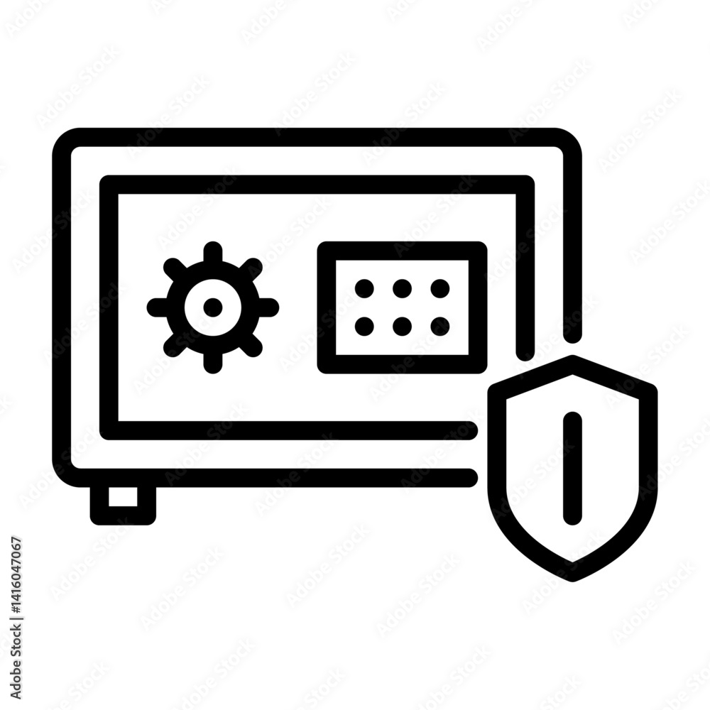 safe box outline icon. safety box black line illustration. safe box outline icon. safety box black line illustration.