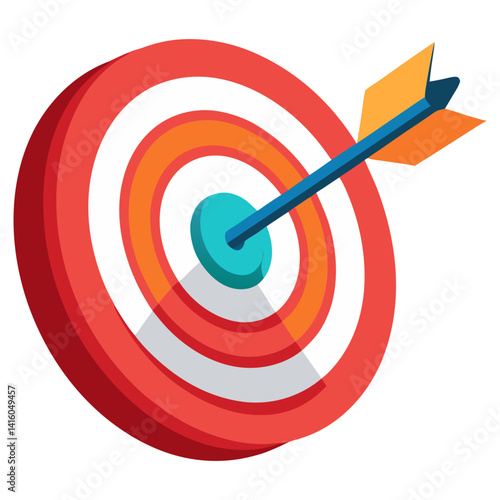 An illustration of a target with an arrow hitting the center.