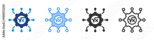 Applied Mathematics icon set multiple style collection