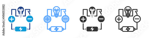 Electrical Circuits icon set multiple style collection