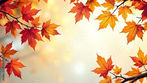 Fototapeta Naklejka Na Ścianę i Meble -  Repeat design of fall foliage on branches for autumn-themed backgrounds, design, branches, themed