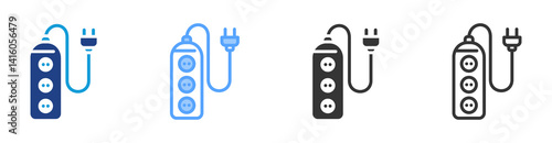Extension Cord icon set multiple style collection