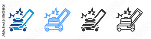 Lawn Mower icon set multiple style collection