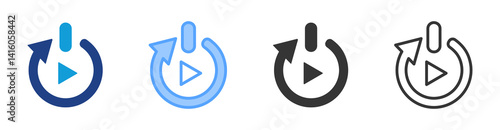 Start Automatically icon set multiple style collection