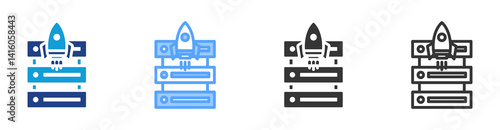 Server Startup icon set multiple style collection