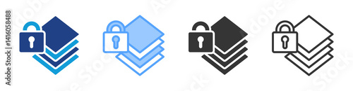 Layer Security icon set multiple style collection