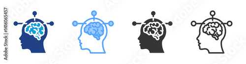 Psychology icon set multiple style collection