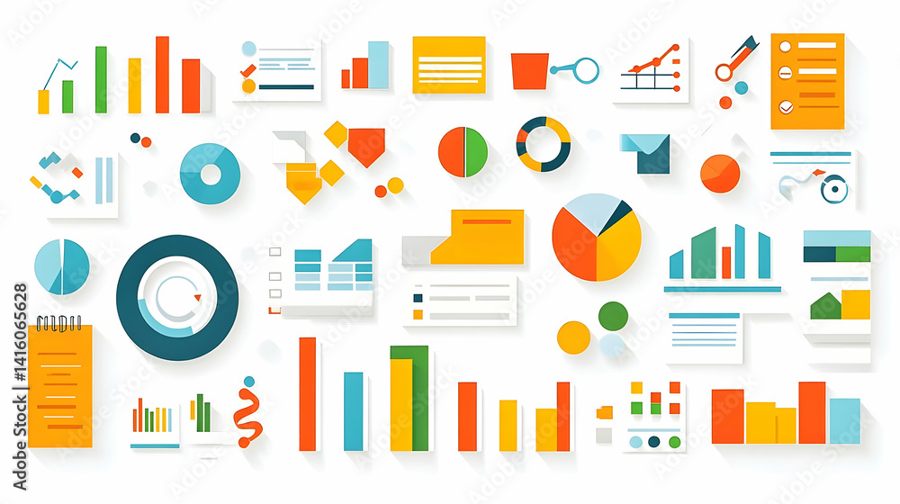 Colorful and modern infographic elements showcasing data visualization techniques and trends Colorful and modern infographic elements showcasing data visualization techniques and trends