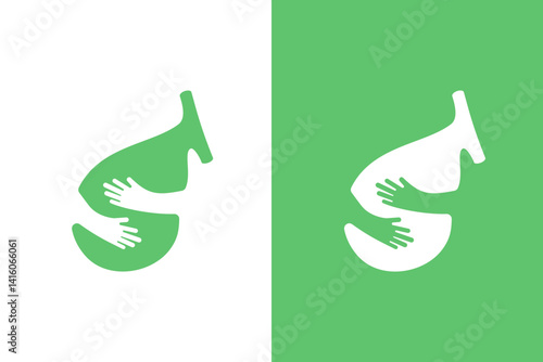 Gallbladder and hands logo combination. Human organ and embrace logotype design.