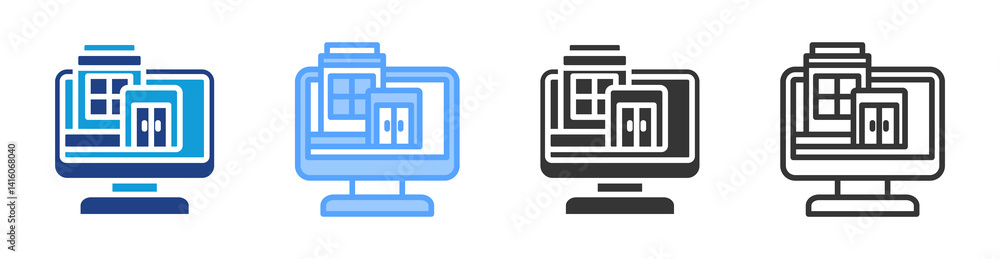 Virtual Office icon set multiple style collection Virtual Office icon set multiple style collection