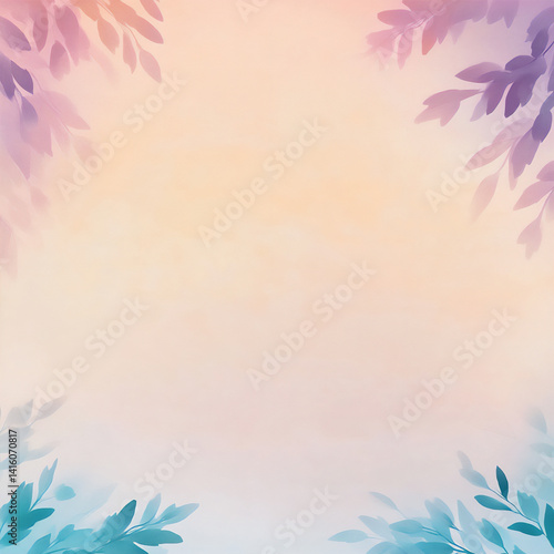 abstract pastel leaves on a soft gradient background, a vector presentation design.