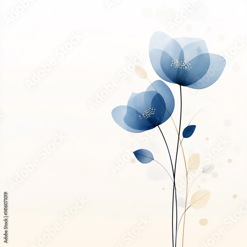 Fototapeta Naklejka Na Ścianę i Meble -  abstract watercolor painting of two blue lotus flowers, with soft lines and shapes