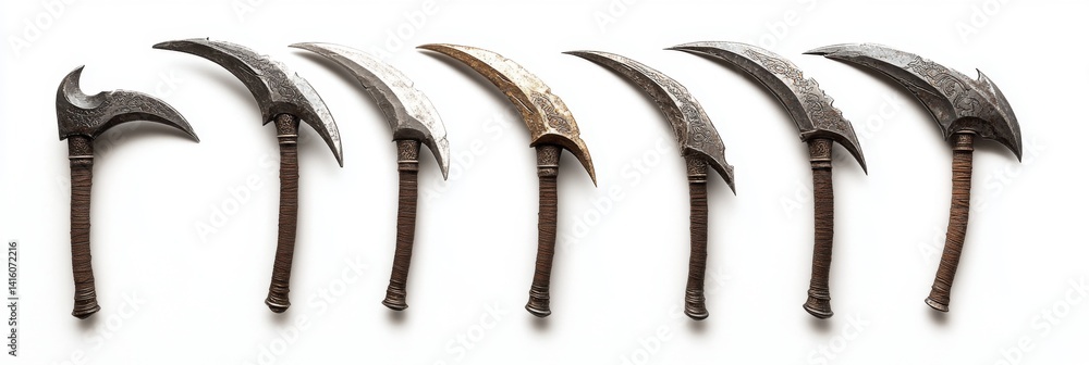 Fototapeta premium Collection of curved bladed weapons
