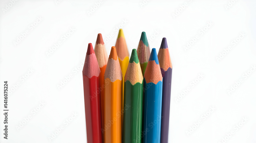 Colorful Pencils Arranged in a Circle on a White Background for Arts and Crafts Projects Colorful Pencils Arranged in a Circle on a White Background for Arts and Crafts Projects