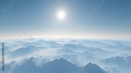 Heavenly Mountain Ranges: A Serene Panorama of Misty Peaks