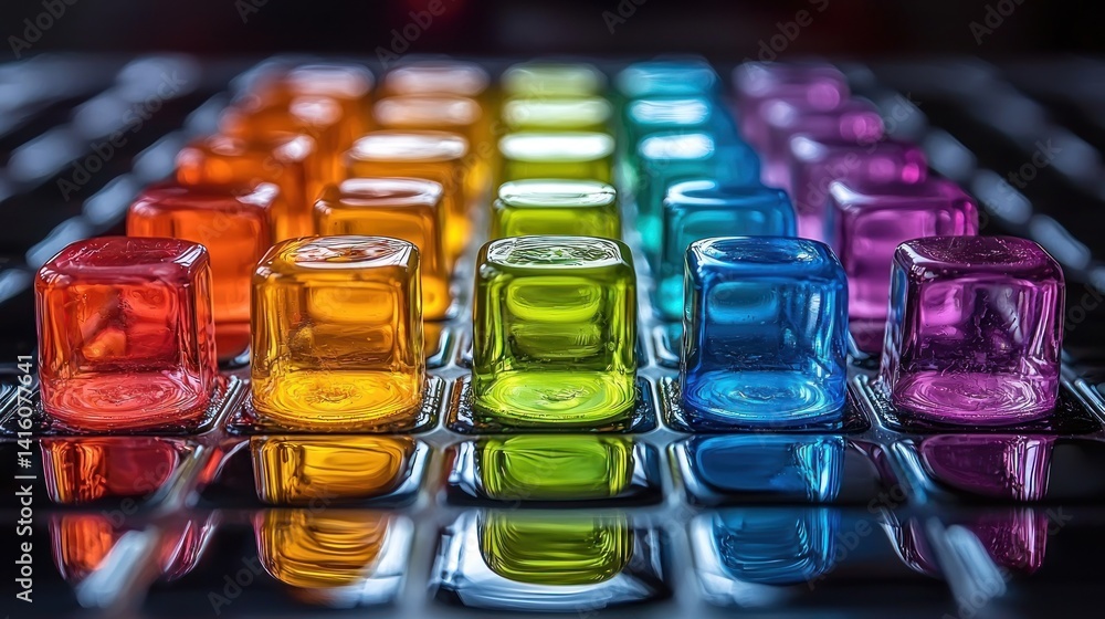 Fototapeta premium Vibrant Spectrum: A Symphony of Colored Cubes