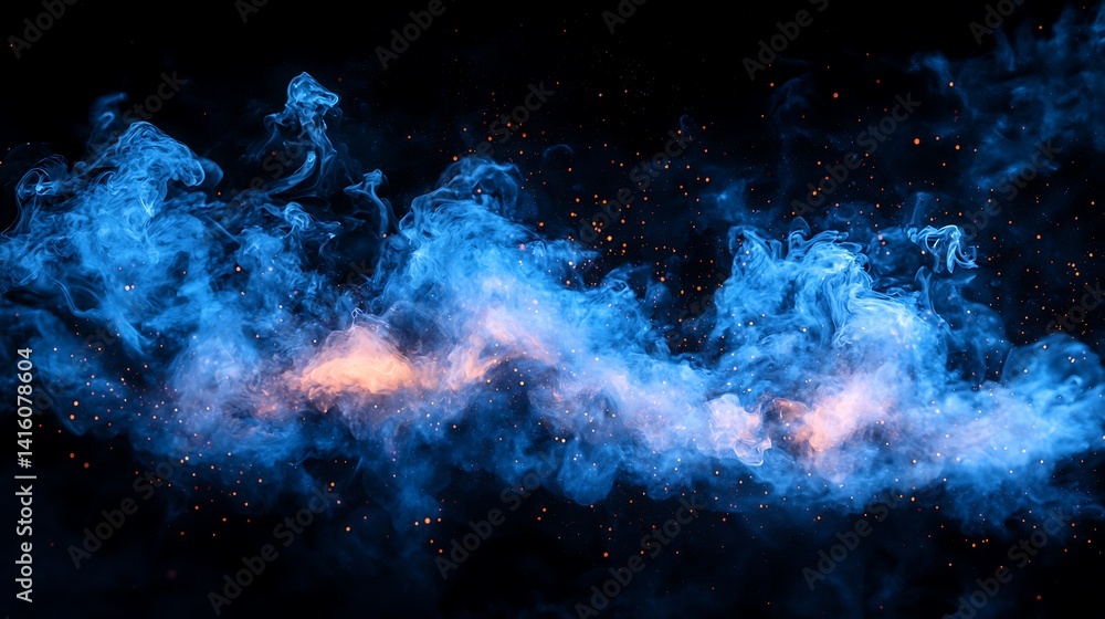 Fototapeta premium Abstract Celestial Nebula: A Symphony of Blue and Orange Hues