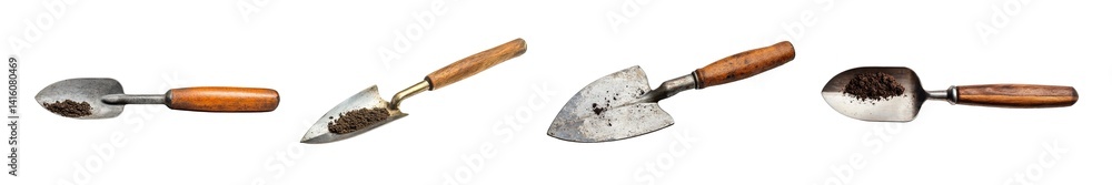 Obraz premium collection of different metal and wooden handled tools, isolated on transparent background