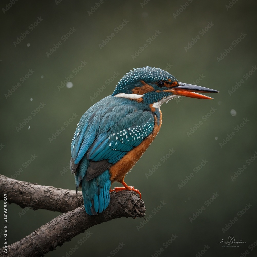 Fototapeta premium A kingfisher resting during a long migration.