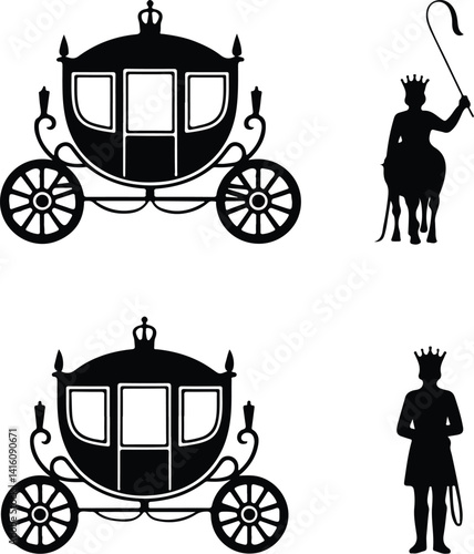 Vintage Carriage Silhouette Set | Horse Cart Vector Old Carriage Outline | Retro Wagon Silhouette Pack