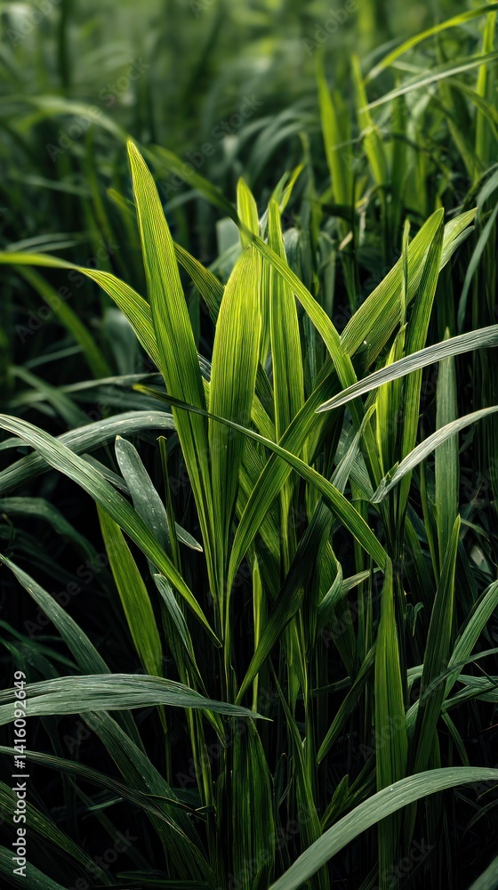 Obraz premium Close-up view of vibrant green grass blades (2)