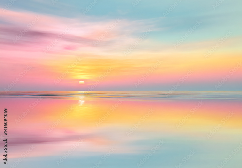 a soft pastel background with the sun setting over an ocean a soft pastel background with the sun setting over an ocean