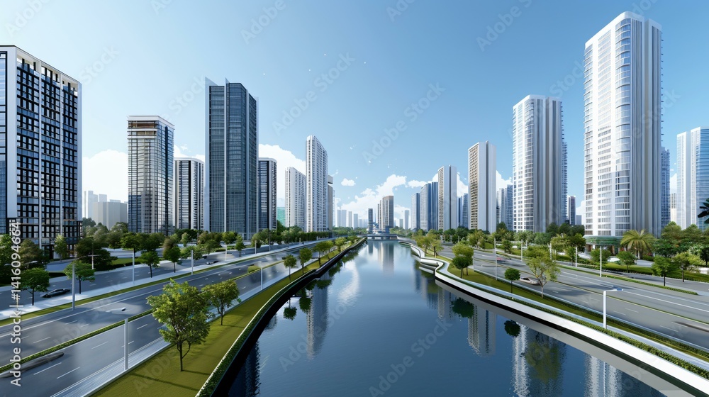 Fototapeta premium Urban construction grid design with symmetrical zoning, structural grid mapping, and accurate spatial arrangements.