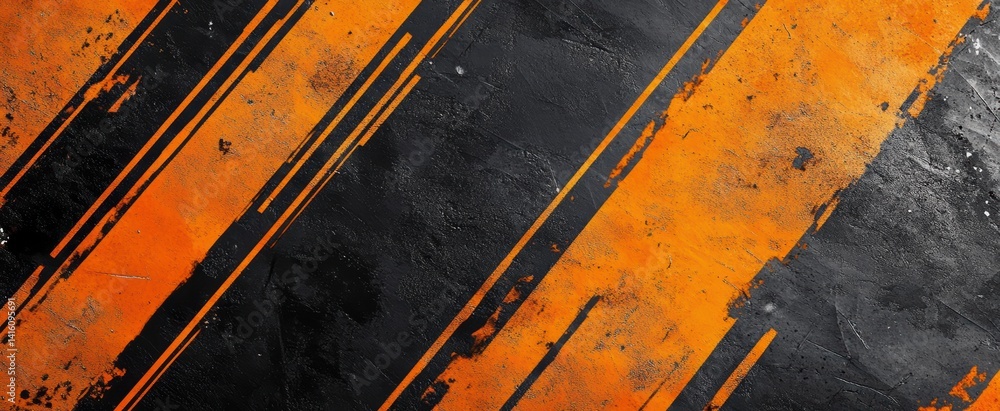 Fototapeta premium Abstract Artistic Background with Bold Orange Stripes over Dark Textured Surface for Design and Creative Projects