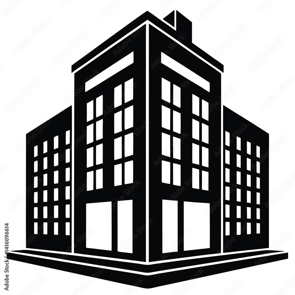 Isolated Office Building on White Background Isolated Office Building on White Background