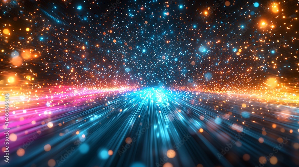 Obraz premium Abstract Light Streaks and Particles Background