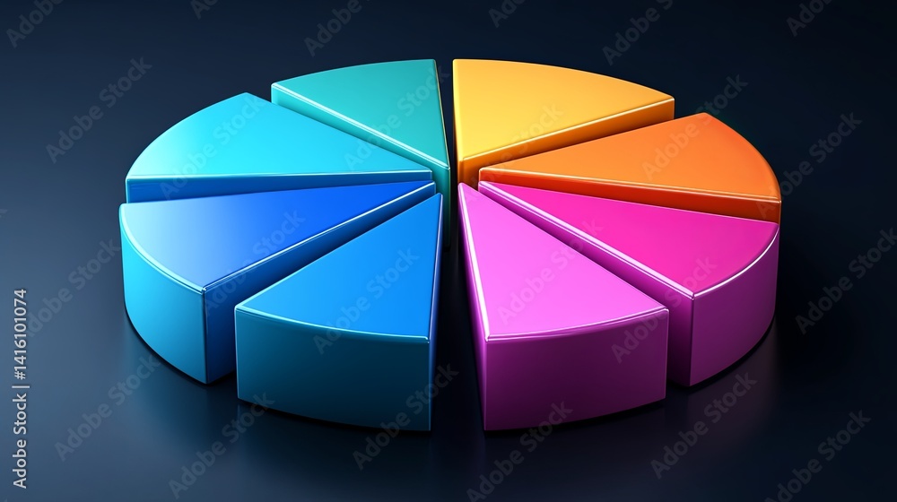 Obraz premium Colorful pie chart illustrating data distribution in a digital format for presentations and reports