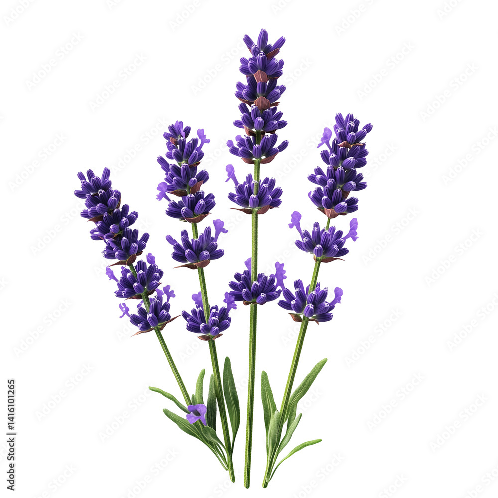 Naklejka premium Lavender flowers blooming purple aromatic plant blossom flora isolated on transparent background
