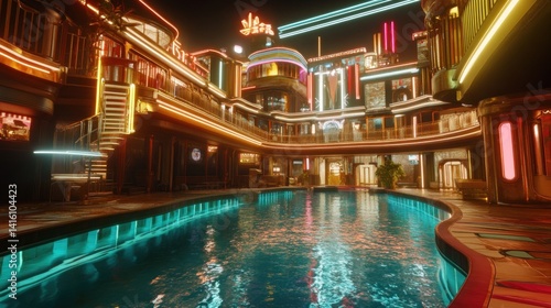 Wallpaper Mural Neon Resort Pool Night Scene Torontodigital.ca