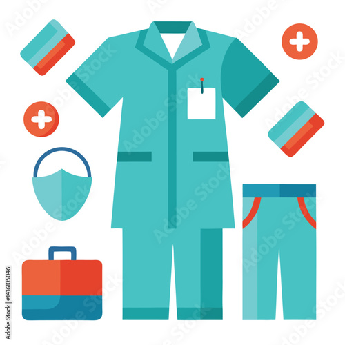 scrubs nurse equipment isolated on white background
