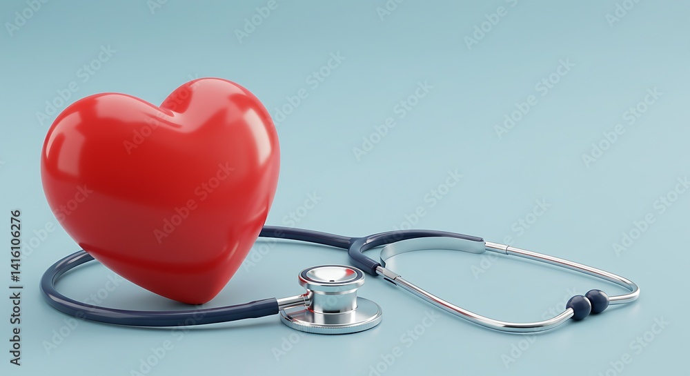 Checking Heart with Stethoscope Medical Concept Checking Heart with Stethoscope Medical Concept