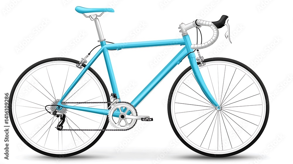 Obraz premium Bright Blue Bicycle with White Accents on a Clean Background