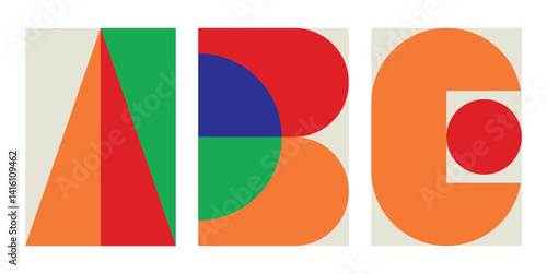 Illustration art bauhaus alphabet abc unique design