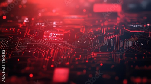Abstract red technology background 3d rendering toned image double exposure