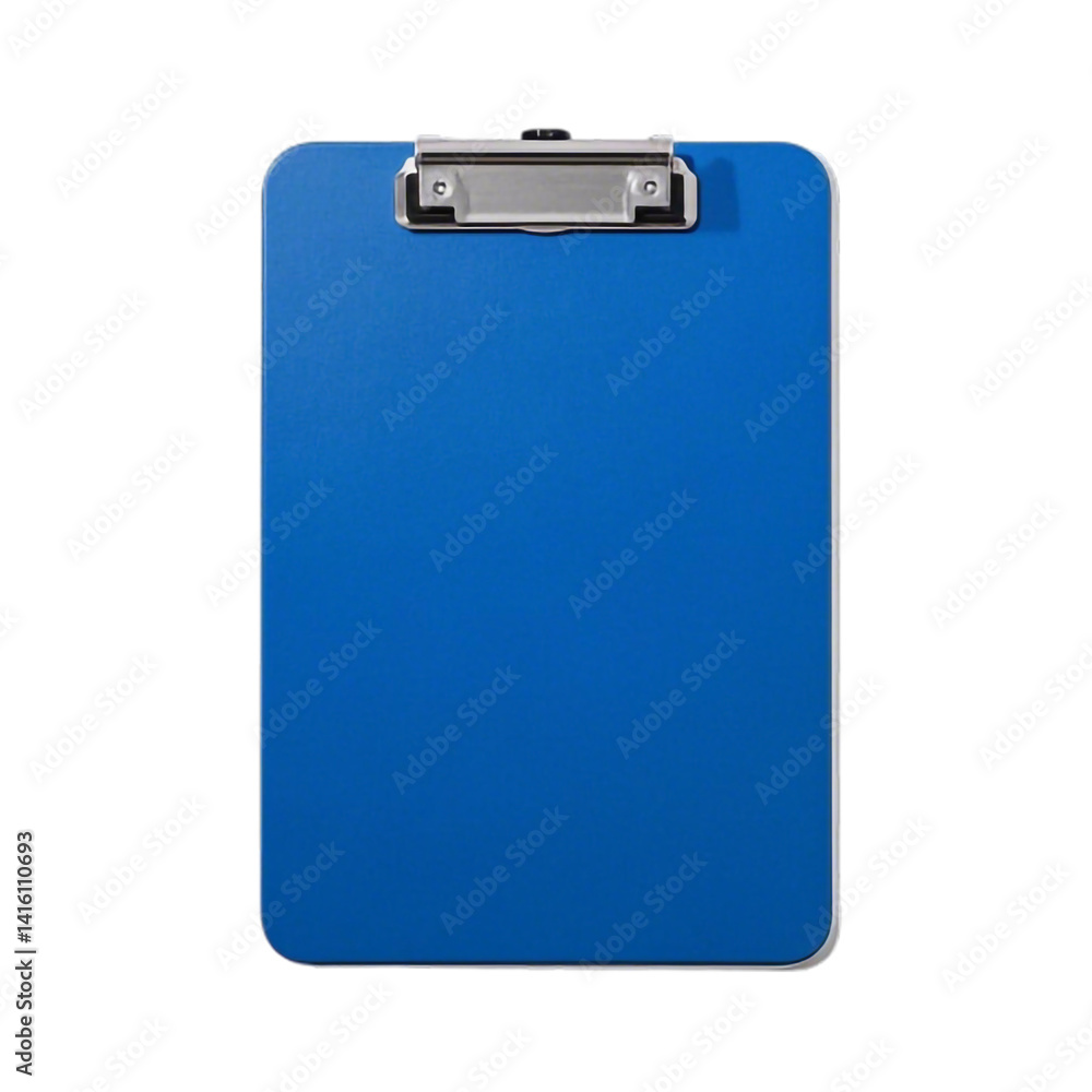 A blue clipboard with a silver clip on a white or transparent background. A blue clipboard with a silver clip on a white or transparent background.