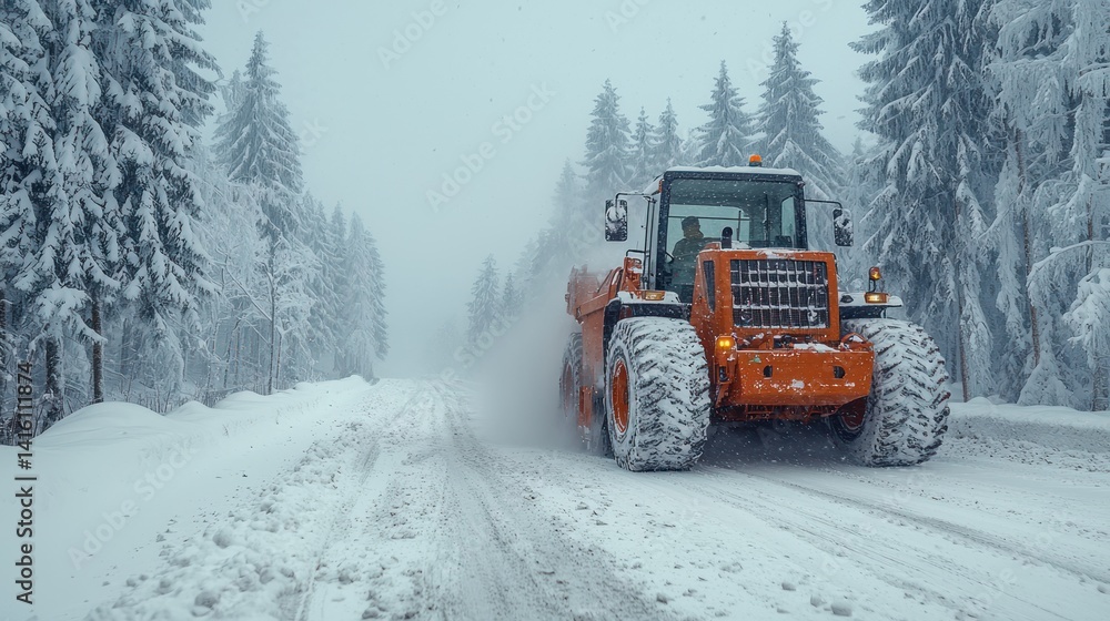 Wintry Road Tractor Wintry Road Tractor